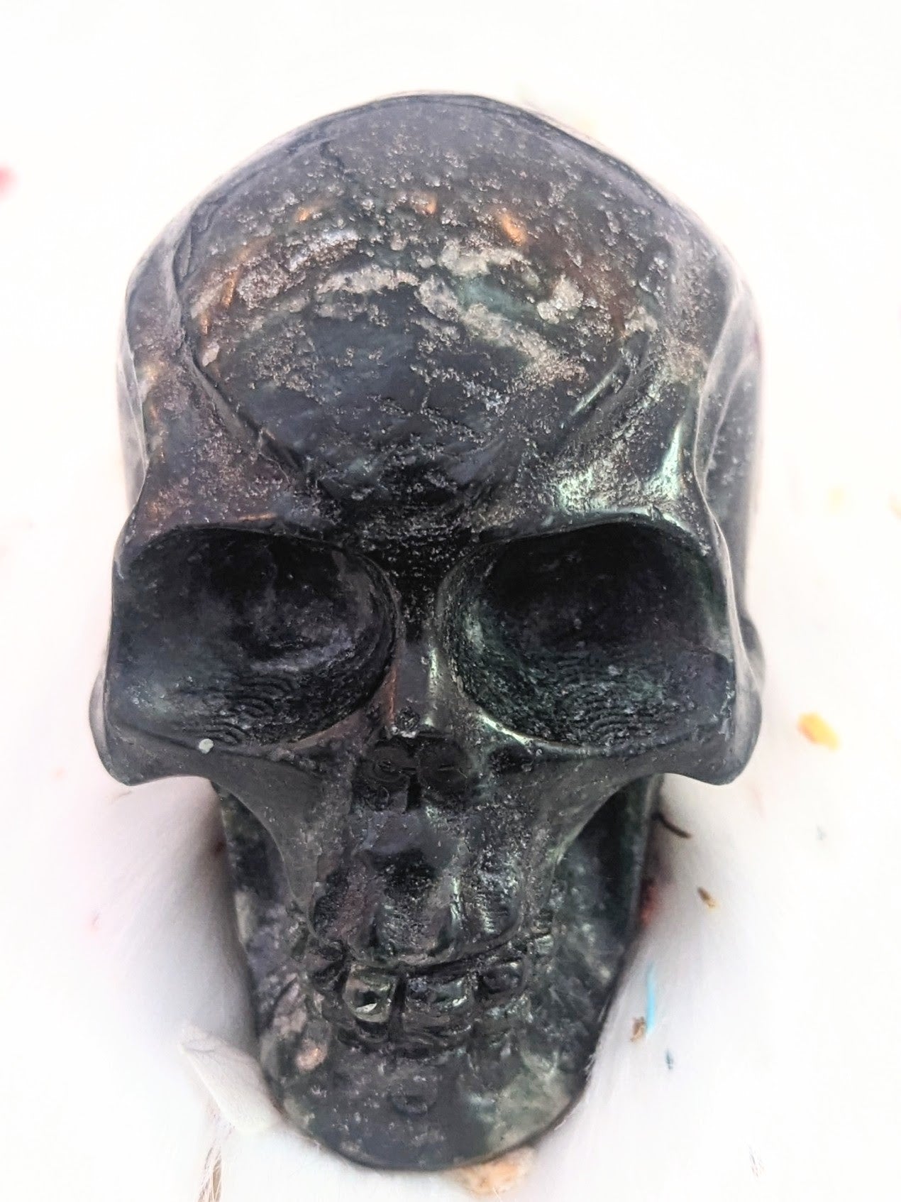 3" inches Green Jasper Stone Skull
