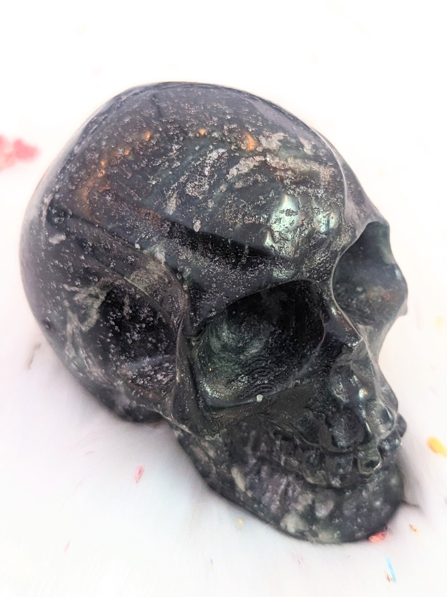 3" inches Green Jasper Stone Skull