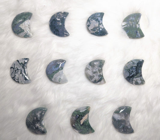 2" inches to 2.25" inches Moss Agate Moon